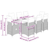9 Piece Garden Bistro Set with Cushions Grey Poly Rattan - Close-Up Angle