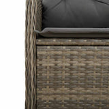 9 Piece Garden Bistro Set with Cushions Grey Poly Rattan - Rear View
