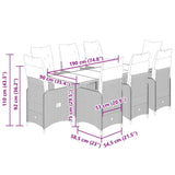 9 Piece Garden Bistro Set with Cushions Grey Poly Rattan