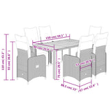 7 Piece Garden Bistro Set with Cushions Black Poly Rattan - Close-Up Angle