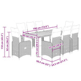 9 Piece Garden Bistro Set with Cushions Black Poly Rattan - Close-Up Angle