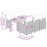 7 Piece Garden Bistro Set with Cushions Black Poly Rattan - Close-Up Angle