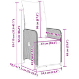 7 Piece Garden Bistro Set with Cushions Black Poly Rattan - Low Angle