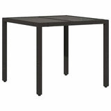5 Piece Garden Bistro Set with Cushions Black Poly Rattan - Top-Down View