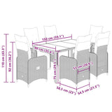 7 Piece Garden Bistro Set with Cushions Black Poly Rattan - Close-Up Angle