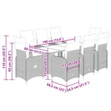 7 Piece Garden Bistro Set with Cushions Black Poly Rattan - Close-Up Angle