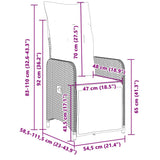 7 Piece Garden Bistro Set with Cushions Black Poly Rattan - Low Angle