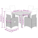 5 Piece Garden Bistro Set with Cushions Grey Poly Rattan