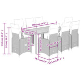 9 Piece Garden Bistro Set with Cushions Grey Poly Rattan - Close-Up Angle