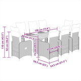 9 Piece Garden Bistro Set with Cushions Grey Poly Rattan