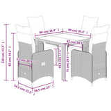 5 Piece Garden Bistro Set with Cushions Grey Poly Rattan