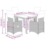 5 Piece Garden Bistro Set with Cushions Grey Poly Rattan - Close-Up Angle