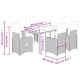 7 Piece Garden Bistro Set with Cushions Grey Poly Rattan - Close-Up Angle