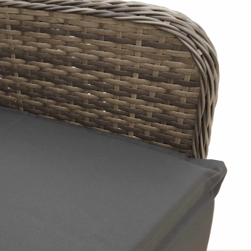 9 Piece Garden Bistro Set with Cushions Grey Poly Rattan