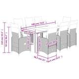 9 Piece Garden Bistro Set with Cushions Grey Poly Rattan
