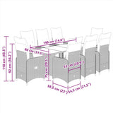 9 Piece Garden Bistro Set with Cushions Grey Poly Rattan
