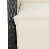 11 Piece Garden Bistro Set with Cushions Black Poly Rattan - Close-Up Angle