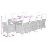 11 Piece Garden Bistro Set with Cushions Black Poly Rattan - Extra Image