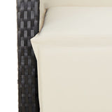 11 Piece Garden Bistro Set with Cushions Black Poly Rattan - Close-Up Angle