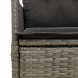 9 Piece Garden Bistro Set with Cushions Grey Poly Rattan - 45-Degree Angle
