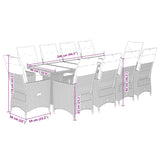11 Piece Garden Bistro Set with Cushions Grey Poly Rattan