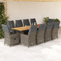 11 Piece Garden Bistro Set with Cushions Grey Poly Rattan