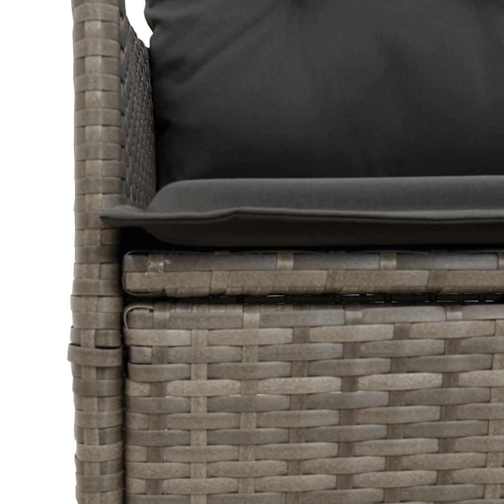 9 Piece Garden Bistro Set with Cushions Grey Poly Rattan