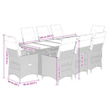 9 Piece Garden Bistro Set with Cushions Grey Poly Rattan