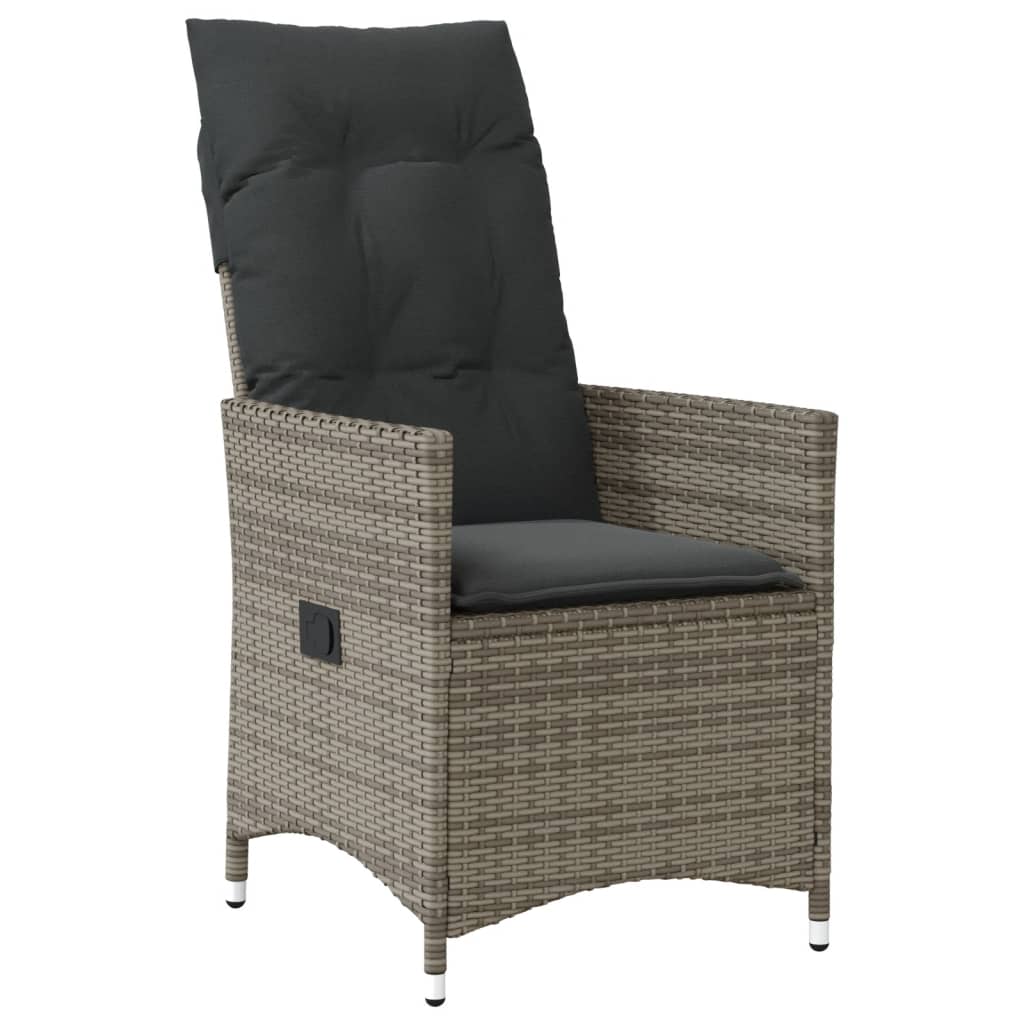 11 Piece Garden Bistro Set with Cushions Grey Poly Rattan