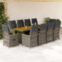 11 Piece Garden Bistro Set with Cushions Grey Poly Rattan