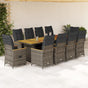 11 Piece Garden Bistro Set with Cushions Grey Poly Rattan
