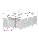 9 Piece Garden Bistro Set with Cushions Black Poly Rattan - Close-Up Angle