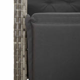 9 Piece Garden Bistro Set with Cushions Grey Poly Rattan - 45-Degree Angle