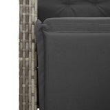 11 Piece Garden Bistro Set with Cushions Grey Poly Rattan - 45-Degree Angle