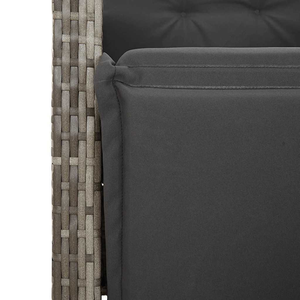 9 Piece Garden Bistro Set with Cushions Grey Poly Rattan