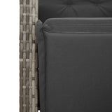 9 Piece Garden Bistro Set with Cushions Grey Poly Rattan - 45-Degree Angle