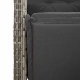 11 Piece Garden Bistro Set with Cushions Grey Poly Rattan - 45-Degree Angle
