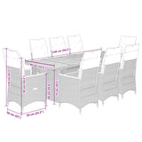 9 Piece Garden Bistro Set with Cushions Black Poly Rattan
