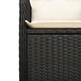 9 Piece Garden Bistro Set with Cushions Black Poly Rattan - 45-Degree Angle