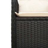 11 Piece Garden Bistro Set with Cushions Black Poly Rattan - 45-Degree Angle