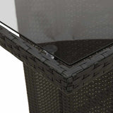 11 Piece Garden Bistro Set with Cushions Black Poly Rattan - Close-Up Angle