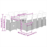 11 Piece Garden Bistro Set with Cushions Black Poly Rattan