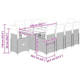 11 Piece Garden Bistro Set with Cushions Black Poly Rattan - Extra Image