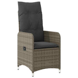 9 Piece Garden Bistro Set with Cushions Grey Poly Rattan - Side View