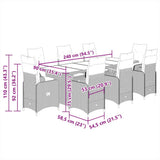9 Piece Garden Bistro Set with Cushions Grey Poly Rattan - Close-Up Angle