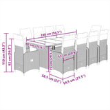 11 Piece Garden Bistro Set with Cushions Grey Poly Rattan