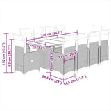 11 Piece Garden Bistro Set with Cushions Grey Poly Rattan - Extra Image