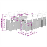 11 Piece Garden Bistro Set with Cushions Black Poly Rattan - Close-Up Angle