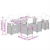 9 Piece Garden Bistro Set with Cushions Black Poly Rattan - Close-Up Angle
