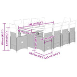 11 Piece Garden Bistro Set with Cushions Black Poly Rattan - Close-Up Angle